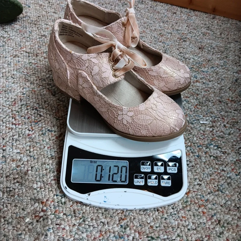 Joyfolie Tribeca Bootie Girls T11 Blush Pink Lace Velvet Lace-Up Elegant Holiday